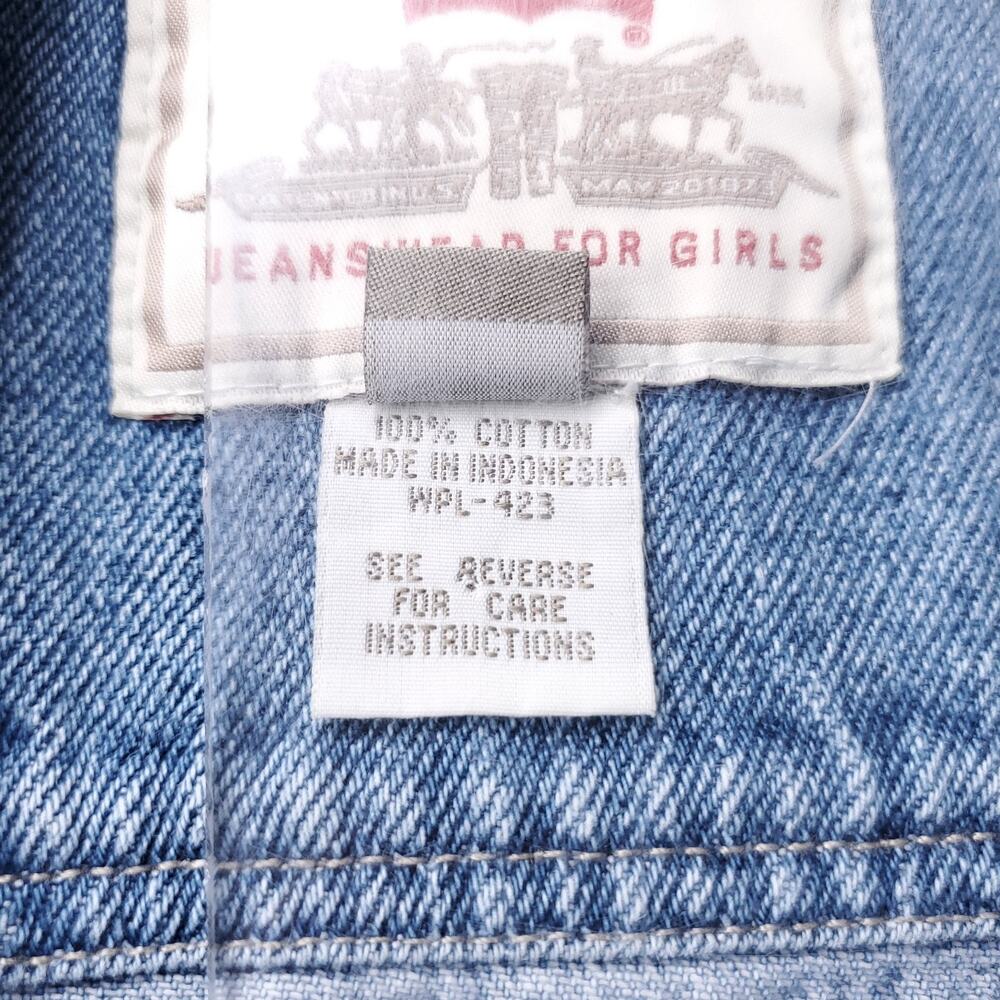 VTG Levi's Denim Vest Junior L (Women XS/S) Stone Wash Blue Streetwear Retro Y2K - Picture 10 of 11